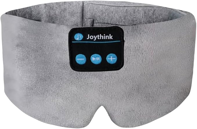 Joythink Sleep Headphones Wireless Eye Mask Kids Children Silk Wireless Headband Headphones for Sleeping with Adjustable Speaker Wireless Earbuds Side Sleeper Travel Meditation Music Mask Grey