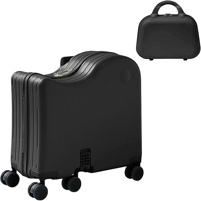 TABU Ride-on Luggage with Handbag for Kids,Hardshell Carry On Suitcase with Hidden Cup Holder, Foldable Pedal,Type-C & USB Interface, TSA Lock, 6-Spinner Wheels, Black