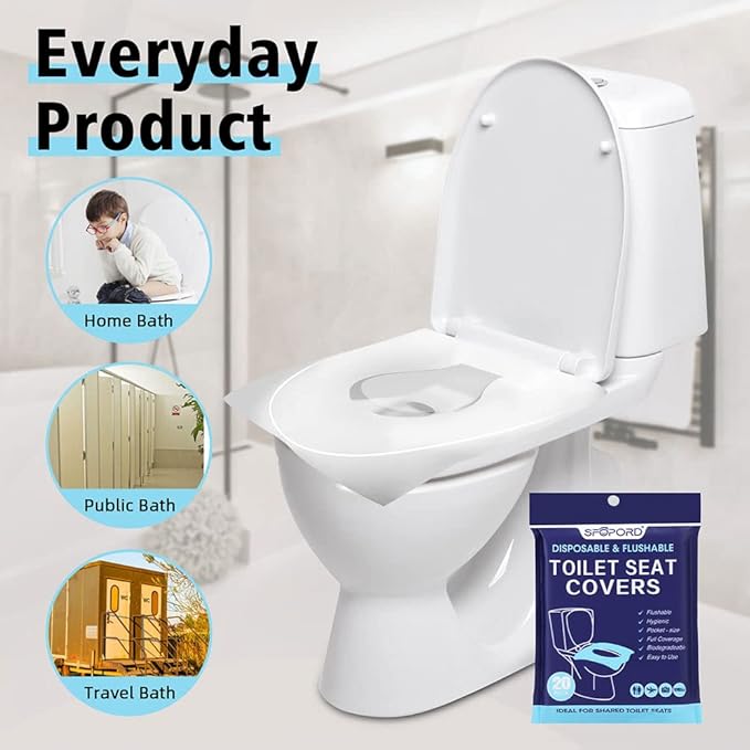 XL 100PCS Toilet Seat Covers Disposable - Flushable Paper Toilet Seat Cover is Travel Accessories, Travel Essentials for Public Restrooms, Airplane, Campin
