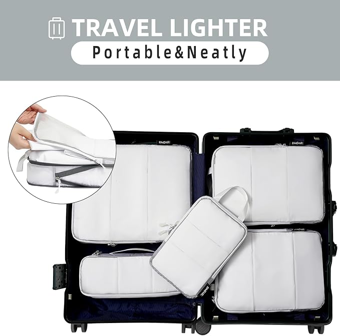 BAGAIL 6 Set Ultralight Compression Packing Cubes Packing Organizer for Travel Accessories Luggage Suitcase Backpack