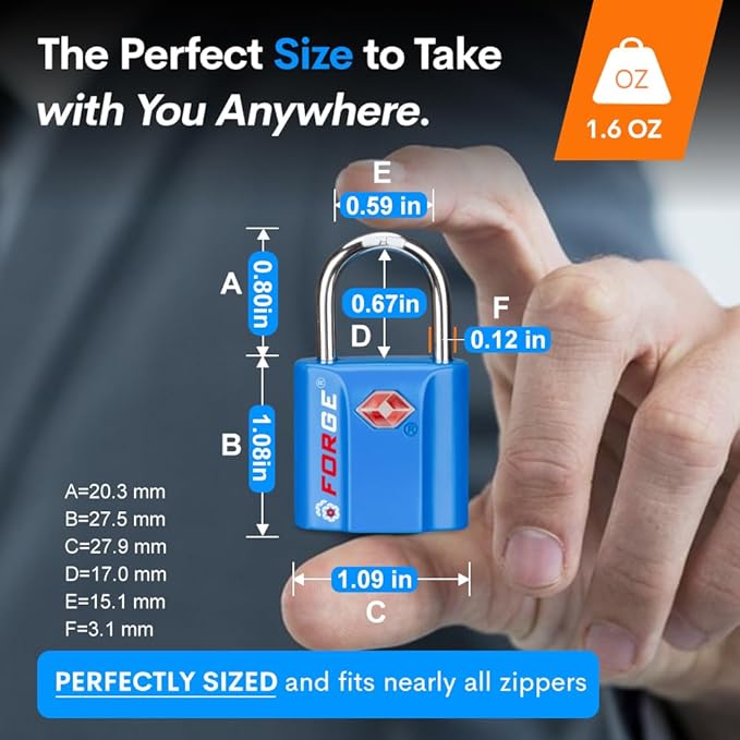 TSA Approved Luggage Locks, Ultra-Secure Dimple Key Travel Locks with Zinc Alloy Body