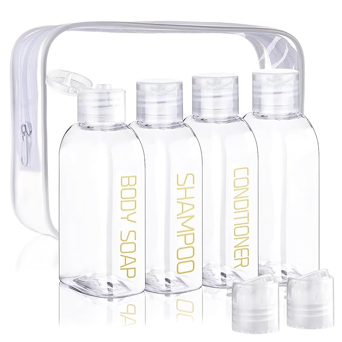 Cosywell Leakproof Squeeze Bottles Travel Kit - 4pc 3.4 oz TSA Approved for Shampoo, Conditioner and Toiletries