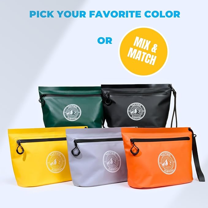 Tactiko Heavy-Duty Splash Water Resistant Zipper Pouches - 2L Hold-All Organizers for Dry Bags, Travel Bags (Green)