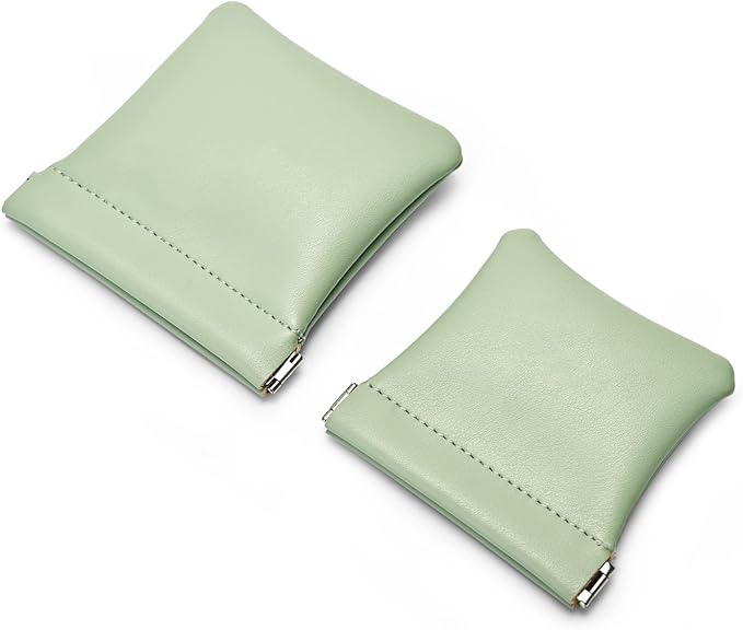 PU Leather Jewelry Travel Bag Leather Jewelry Pouch Christmas,Wedding Party Favor Gift Bag (L, Green)