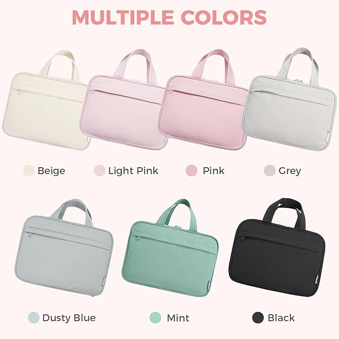 Toiletry Bag For women,Portable Hanging Organizer,4 Leakproof Compartment for full-sized Conditioner, Brushes Set, Makeup Accessories,Visible and easy to access.M-light pink