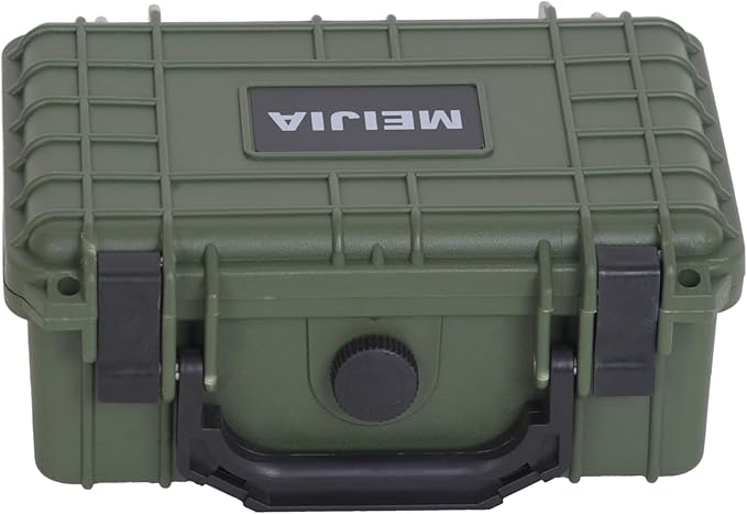 MEIJIA IP67 waterproof hard compact case,Customizable Fit Foam,8.12”x6.56”x 3.56”,Fit Use of Drones, Cameras,Equipments,lens (Green)