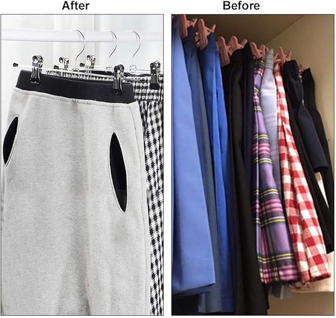 NORTHERN BROTHERS Pants Hangers 50 Pack, Skirt Hangers with Clips Shorts Hanger Closet Heavy Duty Clothes Hangers for Trousers Shirt Jeans Slim Hangers for Women Men