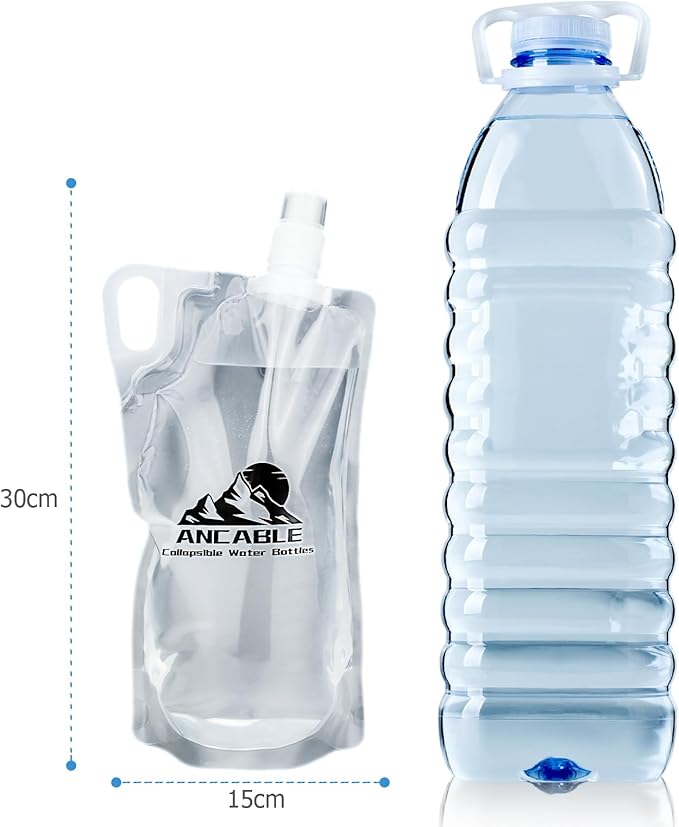 1L Hiking Collapsible Water Bottles, 4-Pack 33OZ BPA-Free Foldable Backpacking Water Bottle for Travel Camping Hiking