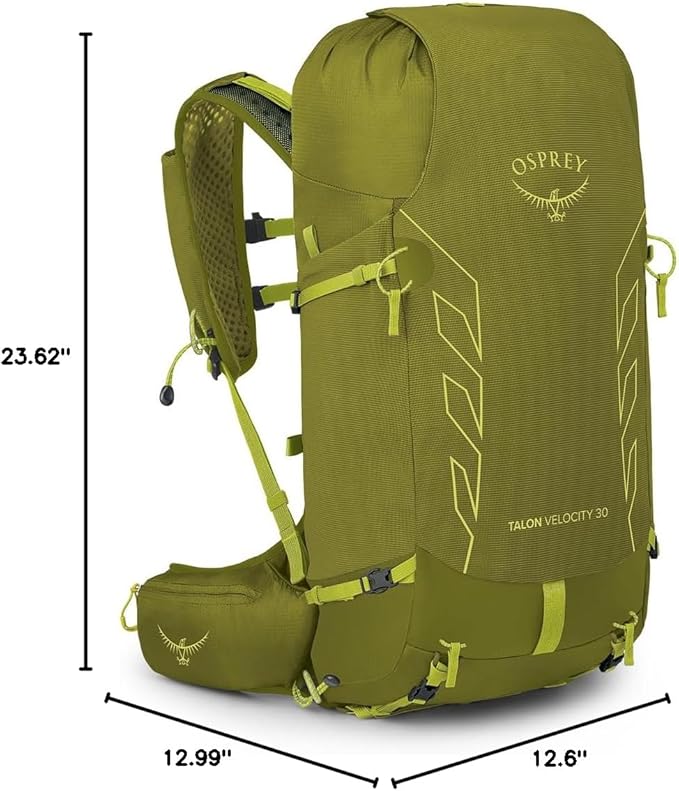 Osprey Talon Velocity 30L Men's Hiking Backpack, Matcha Green/Lemongrass, S/M