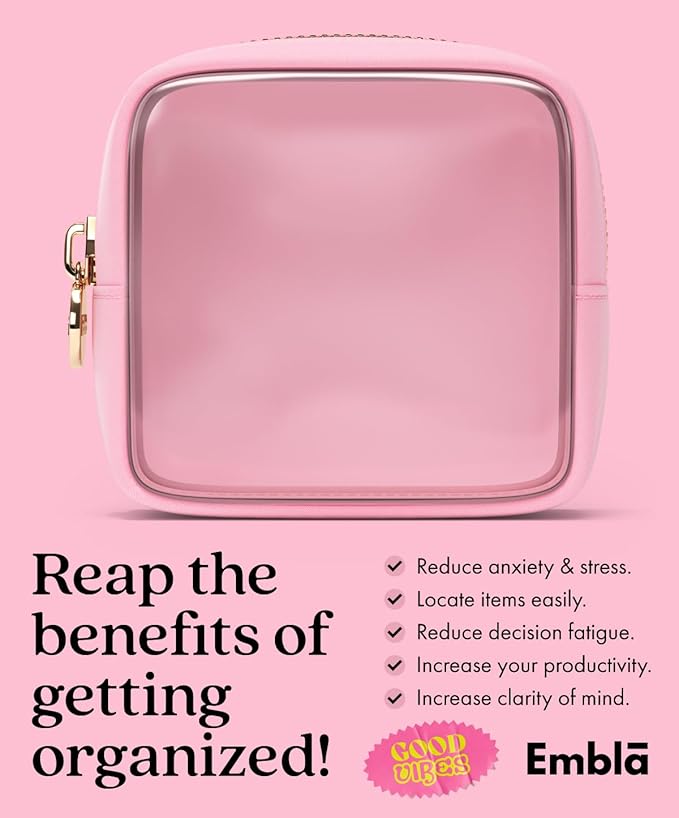 Clear Makeup Bag Zipper Pouch, Transparent Cosmetic Case Organizer, TSA Approved Travel Toiletry Case, Travel Accessories Essentials Makeup Tote for Women, Mini Cute Make up Bag for Purse - Flamingo