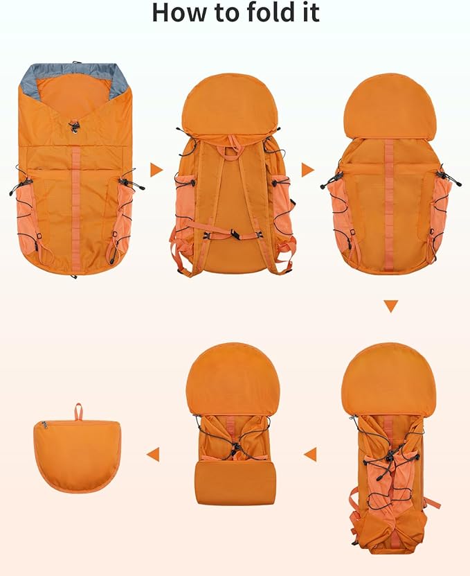 Blue Quartz Hiking Backpack 30L Lightweight Packable Backpack for Travel, Water Resistant Foldable Daypack for Women Men, Orange