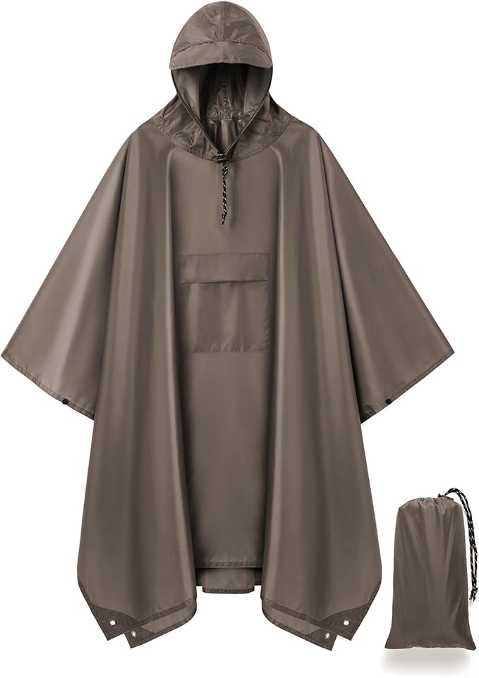 salamra Hooded Rain Poncho Waterproof Raincoat Jacket for Men/Women/Adults with Pocket