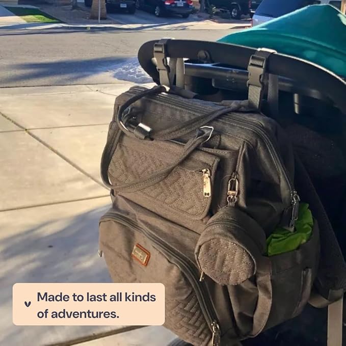 BabbleRoo Diaper Bag Backpack, Multifunction Nappy Changing Bag with Changing Pad, Stroller Straps & Pacifier Case, Unisex Stylish Travel Back Pack for Moms & Dads - Black