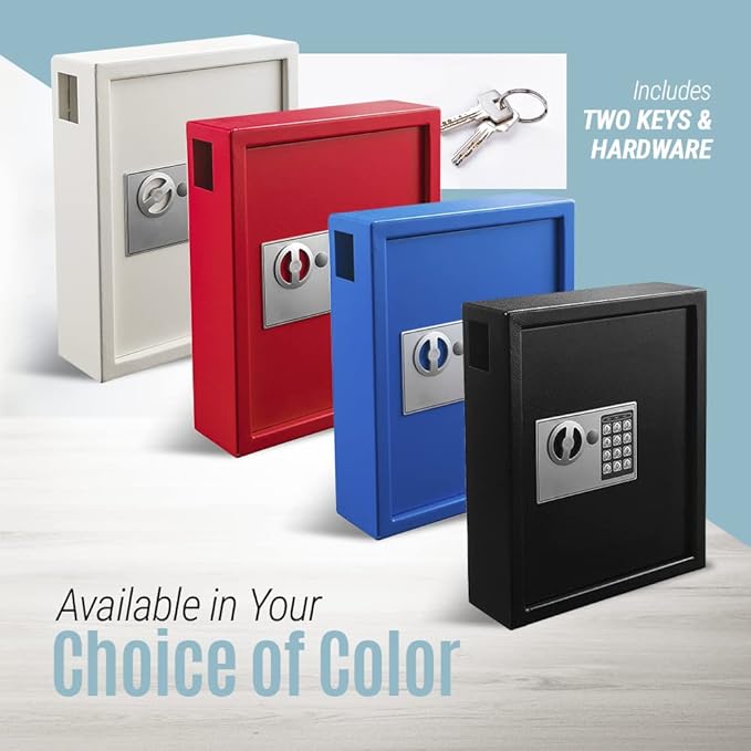 Adiroffice Key Holder Wall Mount - 40-keys Lock Box with Code, Key Cabinet Wall Mount, Valet Parking Key Box, Car Dealer Key Cabinet - Space Saving Locking Key Box Wall Mount with Digital Lock