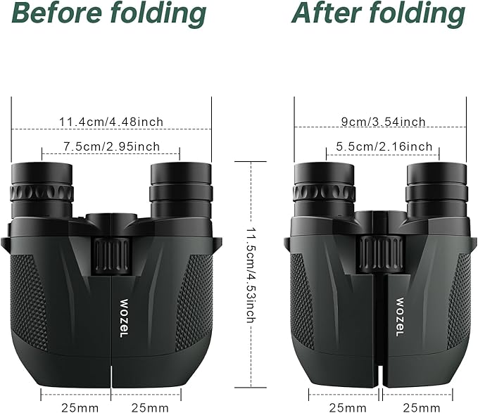 10-30x25 Small Compact Binoculars for Adults - WOZEL High Powered Zoom Binoculars for Bird Watching Hunting Hiking Travel Sports - Lightweight Binocular with Large & Bright Field of View for Kids