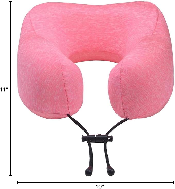 napfun Neck Pillow for Traveling, Upgraded Travel Neck Pillow for Airplane 100% Pure Memory Foam Travel Pillow for Flight Headrest Sleep, Portable Plane Accessories, Rose