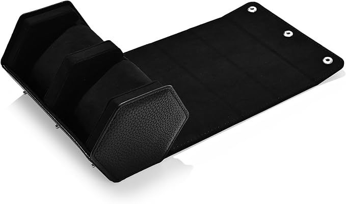 Oirlv Luxury Hexagonal Leather Watch Travel Case Watch Organizer Case for Men Portable Jewelry Storage Roll Organizer(2-Slot,Black)