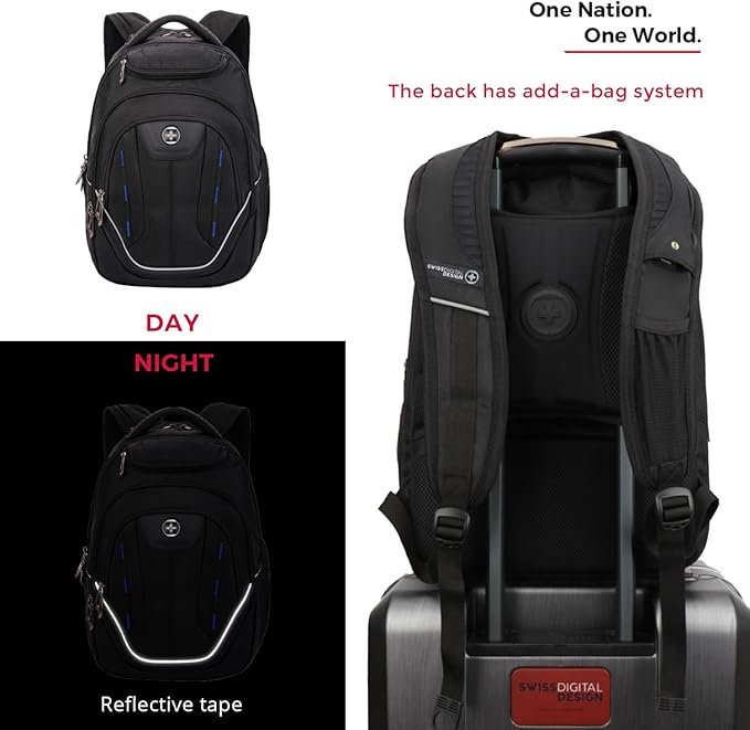 Swissdigital Design TSA Business Laptop Backpack For Men,Travel Backpack With USB Charging Port,College Tech Backpacks With RFID Pockets Presents For Men Fits 15.6 Inch Computer | TERABYTE