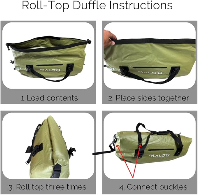 Malo'o Waterproof Roll-Top Duffel - 100L - Keep Gear Dry for Outdoor Adventures - Pockets & Molle Loops