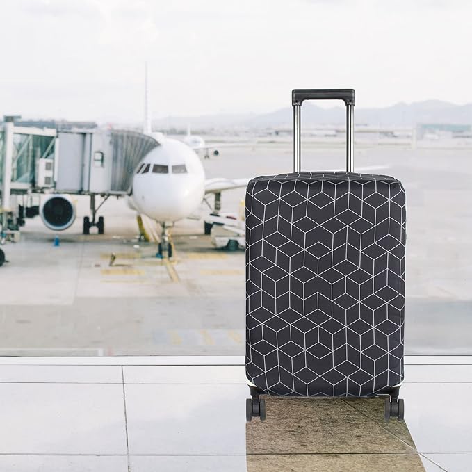 HYPER VENTURE Washable Luggage Cover - Fashion Suitcase Protector Fits 31-32 Inch Luggage (Black Maze, XL)