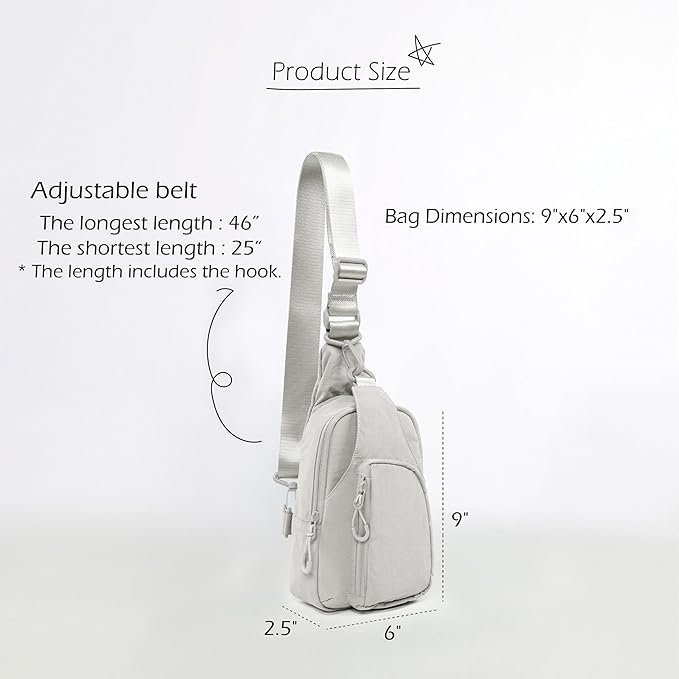 ODODOS Daily Sling Bag with Adjustable Straps Crossbody Chest Bag Lightweight Small Backpack for Casual Traveling Hiking