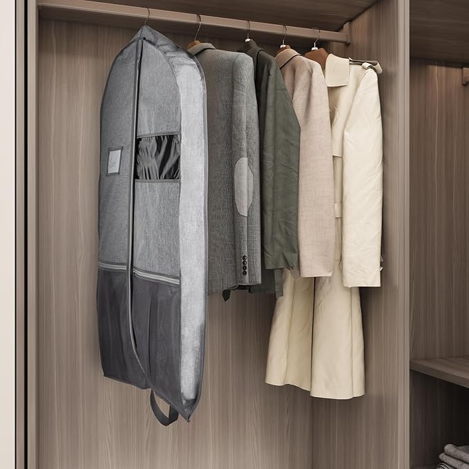 Zilink Luxury Storage 43" Garment Bag for Men and Women Suit, Shirt, Blouse, Sweater, Jacket with 3.9" Gusset, Premium Hanging, Breathable, Foldable Clothes Protector and Travel Cover