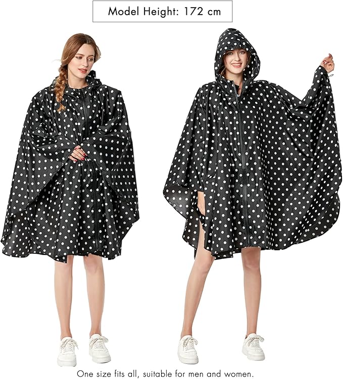 ANYOO Waterproof Rain Poncho Lightweight Reusable Hiking Hooded Coat Jacket for Outdoor Activities