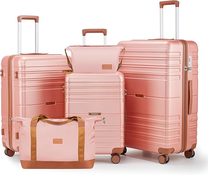 Luggage Sets 6 Piece with Spinner Wheels, Lightweight Hardshell Suitcase Set with TSA Lock, Carry On Checked Luggage with Travel Bag & Toiletry Bag(Light Blue, 6 piece sets(14/20/24/28/DB/TB))