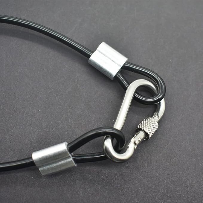 5 Pcs 4mm Wire 24 inch Vinyl Coated Stainless Steel Cable with Loops Short Wire Rope Lanyard Lock Security Chain Link for Outdoor Gates, Black(4mm x 24inch)