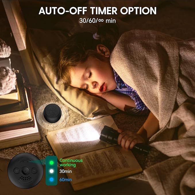 Babelio White Noise Sound Machine for Adults Kids Baby, Mini, 15 Non-looping Sounds, Timer, Memory Function, Easy to Pocket and Travel Black
