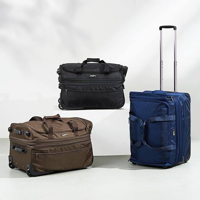 Hanke Large Expandable checked Luggage Suitcases with Wheels Foldable Duffle Bag for Travel suitcase for Women Men Garment Bag(Coffee)
