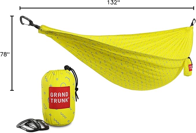 Grand Trunk TrunkTech Double Hammock | Portable Camping Hammock | Accessories for Outdoor, Indoor, Hiking Camping, Backpacking, Travel, Backyard, Beach (Eclipse)