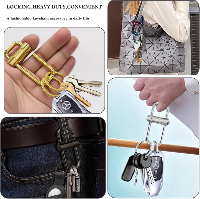 Key Chain, Heavy Duty Lock Key Ring Keychain Clip Key Holder Organizer for Home Car Keys Women Men