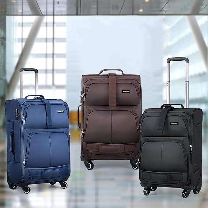 Hanke 20 Inch Softside Expandable Carry On Luggage with Spinner Wheels, Rolling Suitcase Travel Luggage with TSA Approved Luggage,Blue