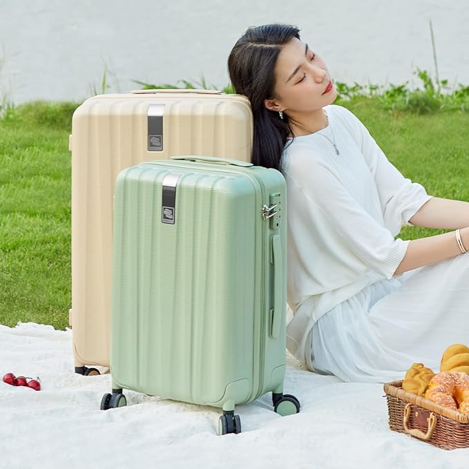 Hanke Luggage Sets 3 piece Carry On Luggage with Wheels PC Hard Shell Suitcases Lightweight Checked Travel Luggage Large Travel Suitcase Woman Men 20/24/29 Inch(Cuba Sand)