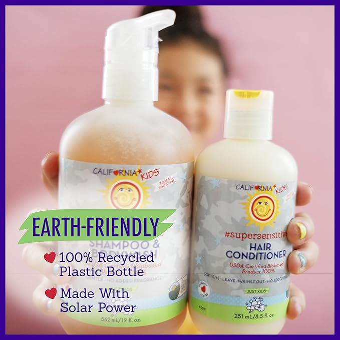 California Kids Conditioner | Super Sensitive | Unscented | 100% Plant-Based | Rinse-out or Leave in Conditioner | Moisturizing | 251 ml / 8.5 oz