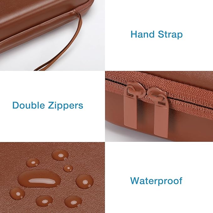 MOSISO Electronic Organizer Travel Case Compatible with MacBook Power Adapter, Compatible with Magic Mouse & Pencil, SD Card, USB Flash Disk with 4 Modular Insert & 2 Cable Tie & Snap Hook, Brown