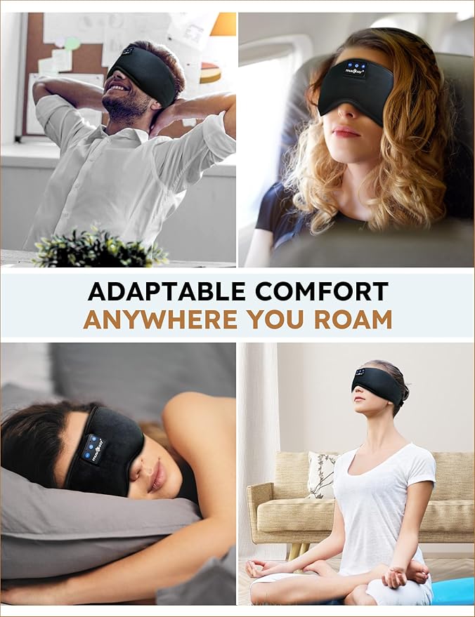 MUSICOZY Sleep Headphones Bluetooth 5.4 Headband Sleeping Eye Mask for Mom Women Men Wireless Music Earbuds Earphones for Side Sleepers Built-in HD Speakers Cool Gadgets Unique Gifts