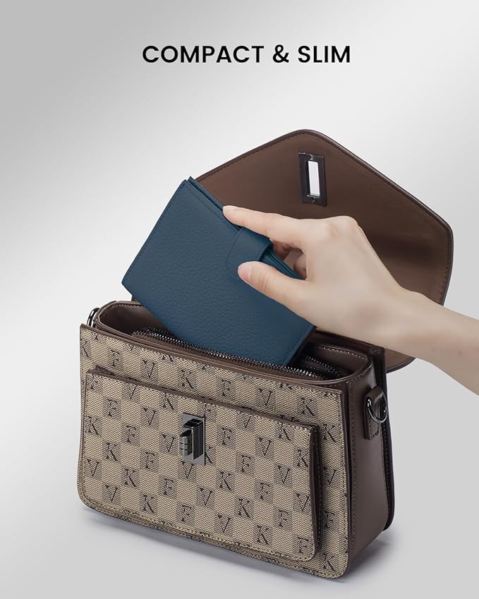 RFID Slim Passport Holder for Man & Women, Compact Leather Passport Wallet with Card Holders SIM Slots, Zippered Coins Pocket and Cash Holder Travel Passport Cover Case, Dark Blue