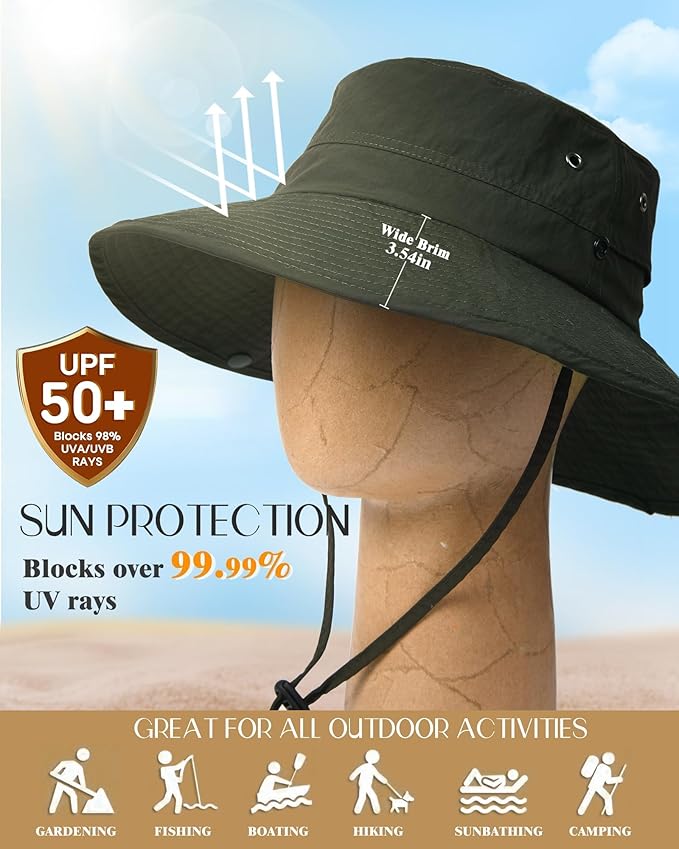 FURTALK Sun Hats for Women Ponytail UPF 50+ Beach Summer Hat Wide Brim Packable Cowboy Hat