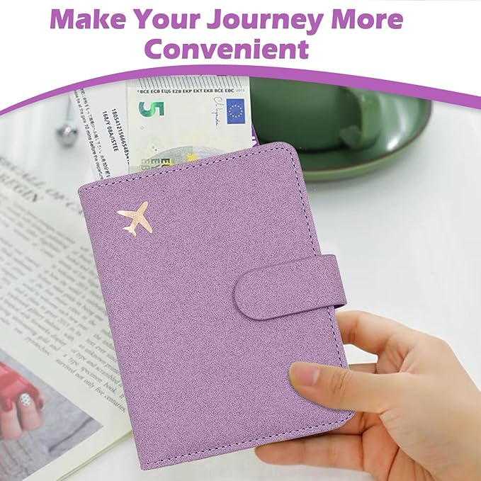 Melsbrinna Rfid Passport Holder for Travel women/Men, Cute Passport Wallet Rfid Blocking Card Slots, Rfid Passport Cover/CaseTravel Wallet, Passport Book Holder (1, Purple1)