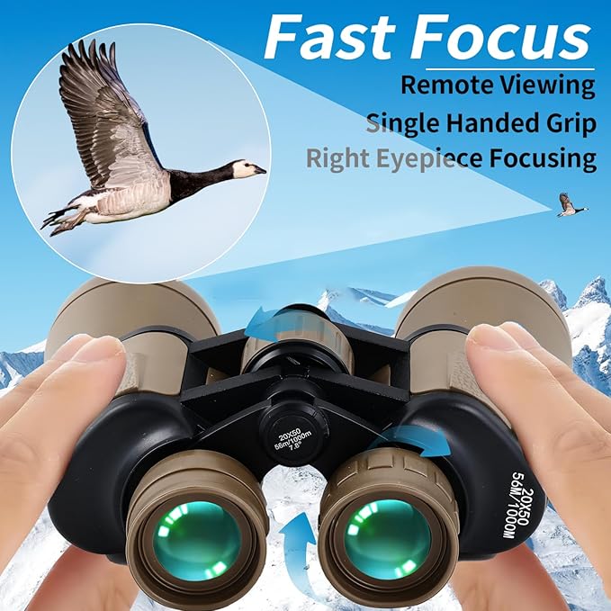 PISEZ 20X50 Binoculars for Adults High Powered with Low Light Vision,Large View Waterproof Binoculars for Bird Watching Hunting Concert Traveling Theater Opera Sightseeing