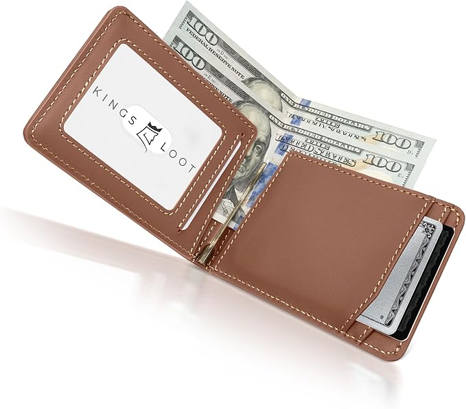Kings Loot Wallet for Men | Customized Minimalist Slim RFID Blocking Leather Design with Cash Pocket & Card Pull Strap | Holds 1-15 Cards | Stylish & Durable Wallets