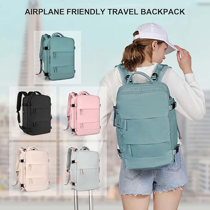 coowoz Travel Backpack For Women Men,Carry On Backpack,Hiking Backpack Waterproof Outdoor Sports Rucksack Casual Daypack Travel Essentials(Blue)