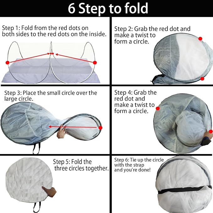 CMINGJ Portable Mosquito Net Foldable Pop-Up Travel Mosquito Net for Bed Free Installation-Suitable for Baby Adults Bedroom, Camping, nap, Patio (Large-Side Zipper(White net))