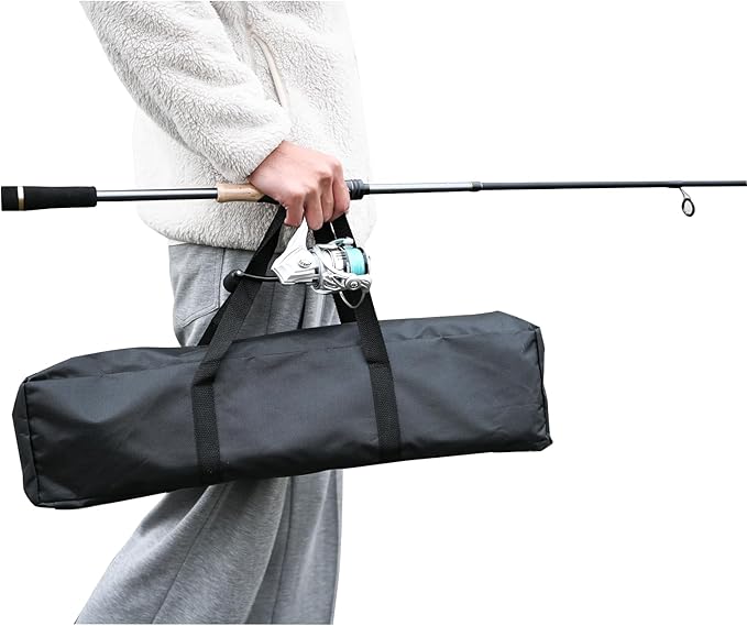 Travel Fishing Pole Combo, 4 Piece Carbon Fiber Spinning Rod Spinning Reel 7ft Braided Line Fishing Carrier Bag for Travel Saltwater Freshwater
