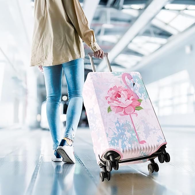 Travel Luggage Cover Suitcase Protector Fits 18-32 Inch Wheel Covers PatternedTravel Related Items Flower Luggage Protector Elastic L