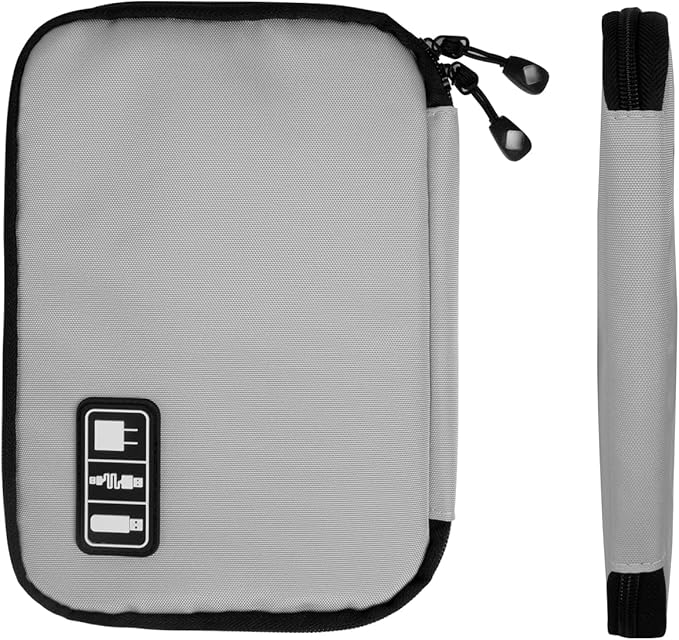 Electronics Organizer Travel Case,Electronic Accessories Storage Bag,Portable Waterproof Cable Organizer Bag,Travel Cord Organizer Bags for Small Charging Cord Storage,SD Card-Grey Green