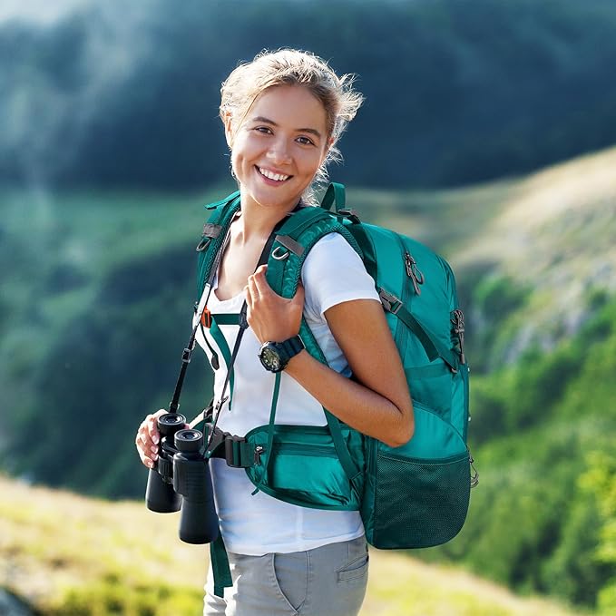 Maelstrom Hiking Backpack,40L Waterproof Camping Backpack,Men Women Packable Hiking Daypack with Rain Cover,Lightweight Travel Backpack-Green