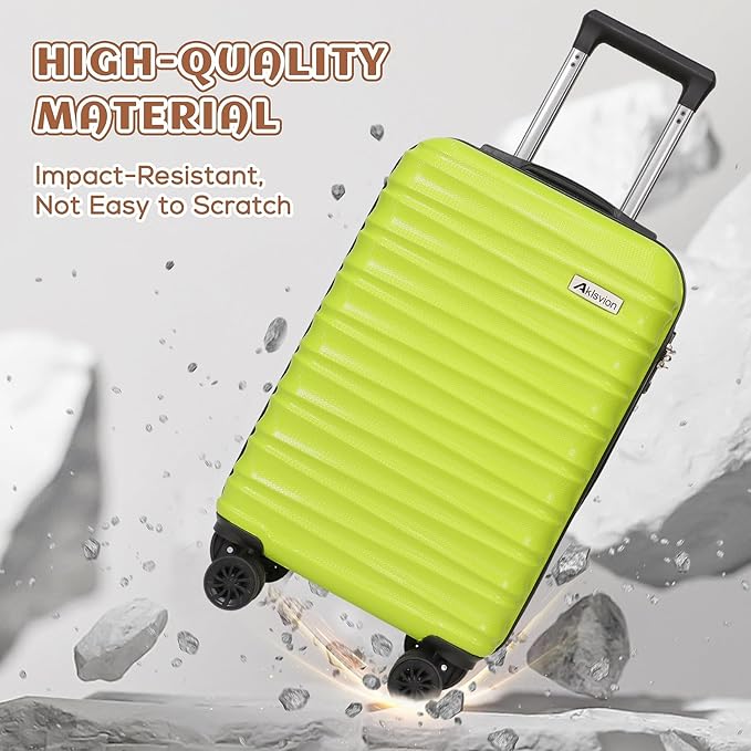 Carry on luggage 20 In suitcase with Spinner Wheels ABS & PC Hardside Luggage(Lime)